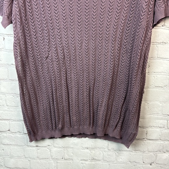 BloomChic Purple Geometric Sheer V Neck Knit Top Plus Size 2X - Picture 5 of 6